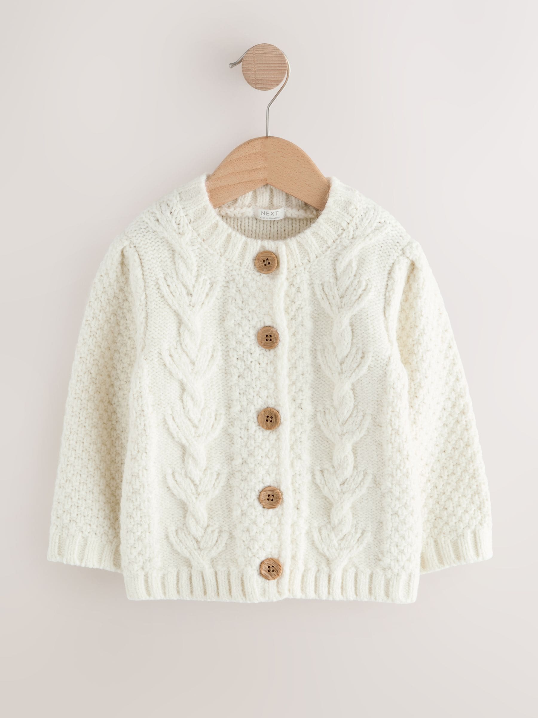 Ecru - Grofgebreid gebobbeld vest (3 mnd-10 jr)