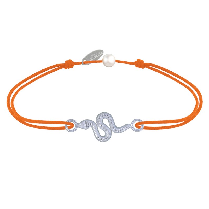 Bracelet Lien Serpent Argent - Orange