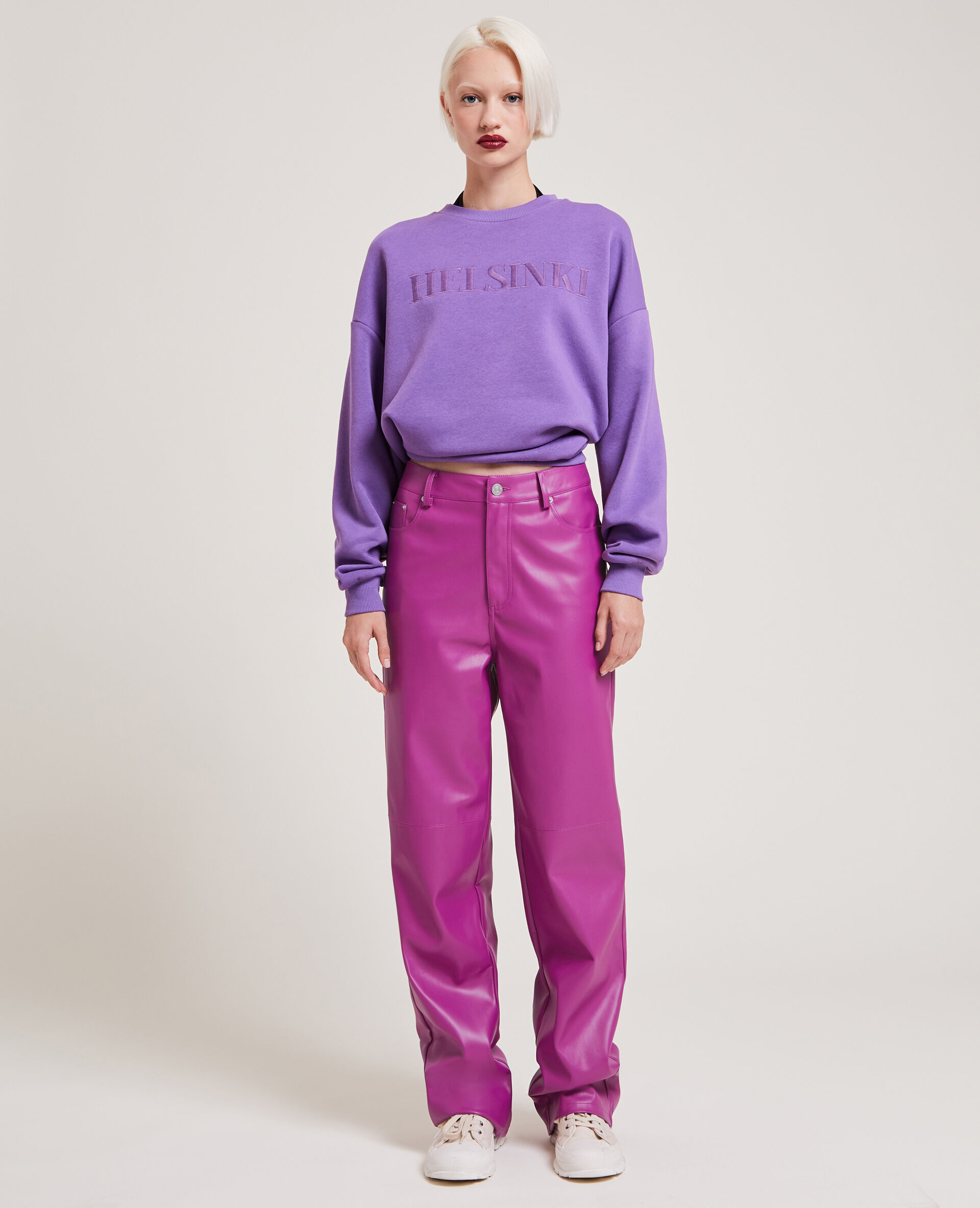 Pantalon droit en simili cuir - Violet