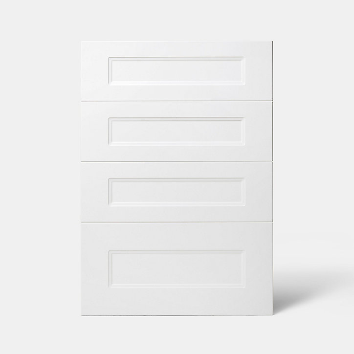 Façade de cuisine 3 tiroirs et 1 casserolier Artemisia blanc mat l. 50 cm x H. 72 cm GoodHome