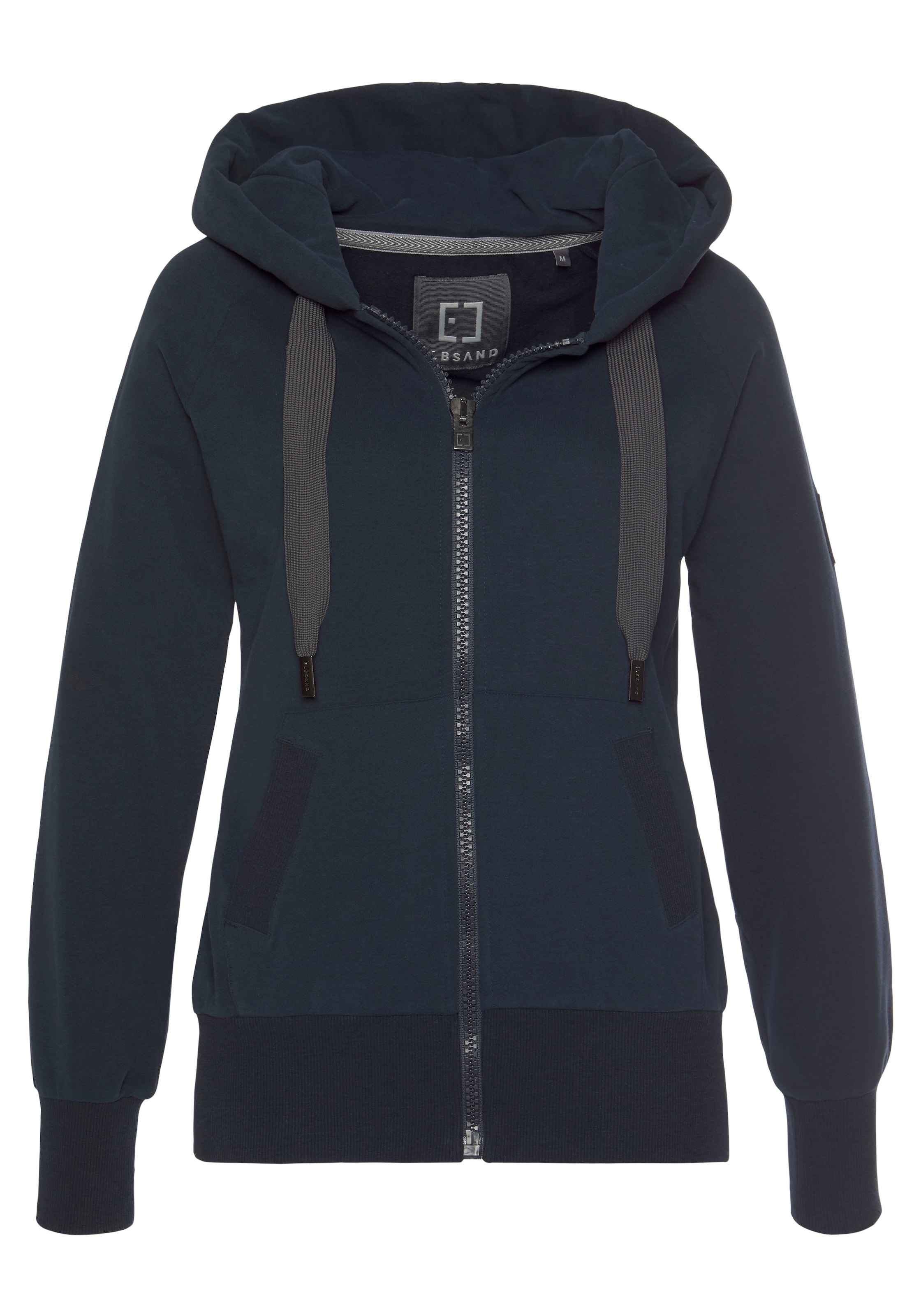 Elbsand Sweatjacke , mit Logo-Stickerei an der Kapuze, bequeme Freizeitjacke mit Taschen