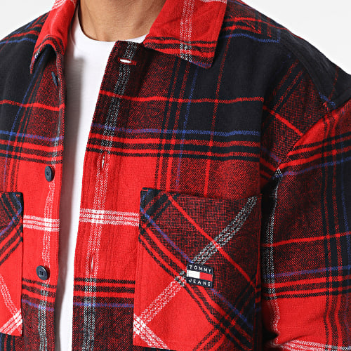 Surchemise A Carreaux Brushed Check 7254 Rouge Bleu Marine