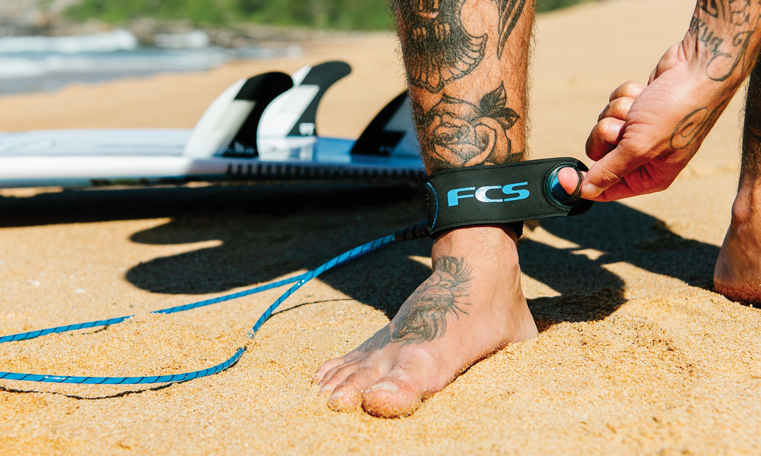 FCS Freedom HELIX leash 6'0 - All Round Natural / Black