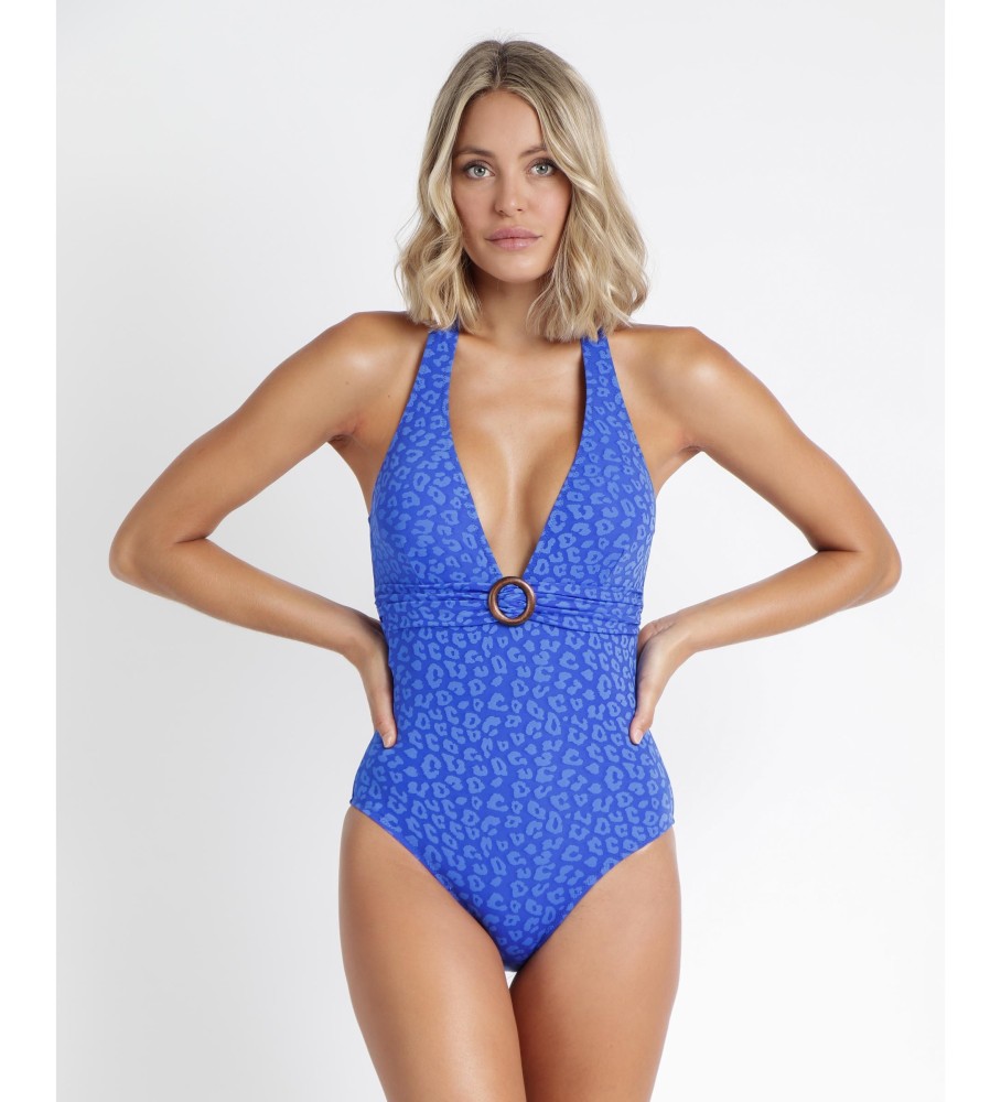 Maiô Admas Halter Leopardo Azul