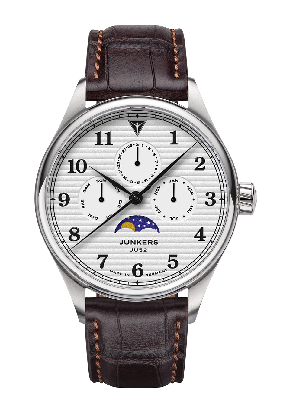 Junkers Tante JU Mondphase Herrenuhr Silber 9.33.01.03