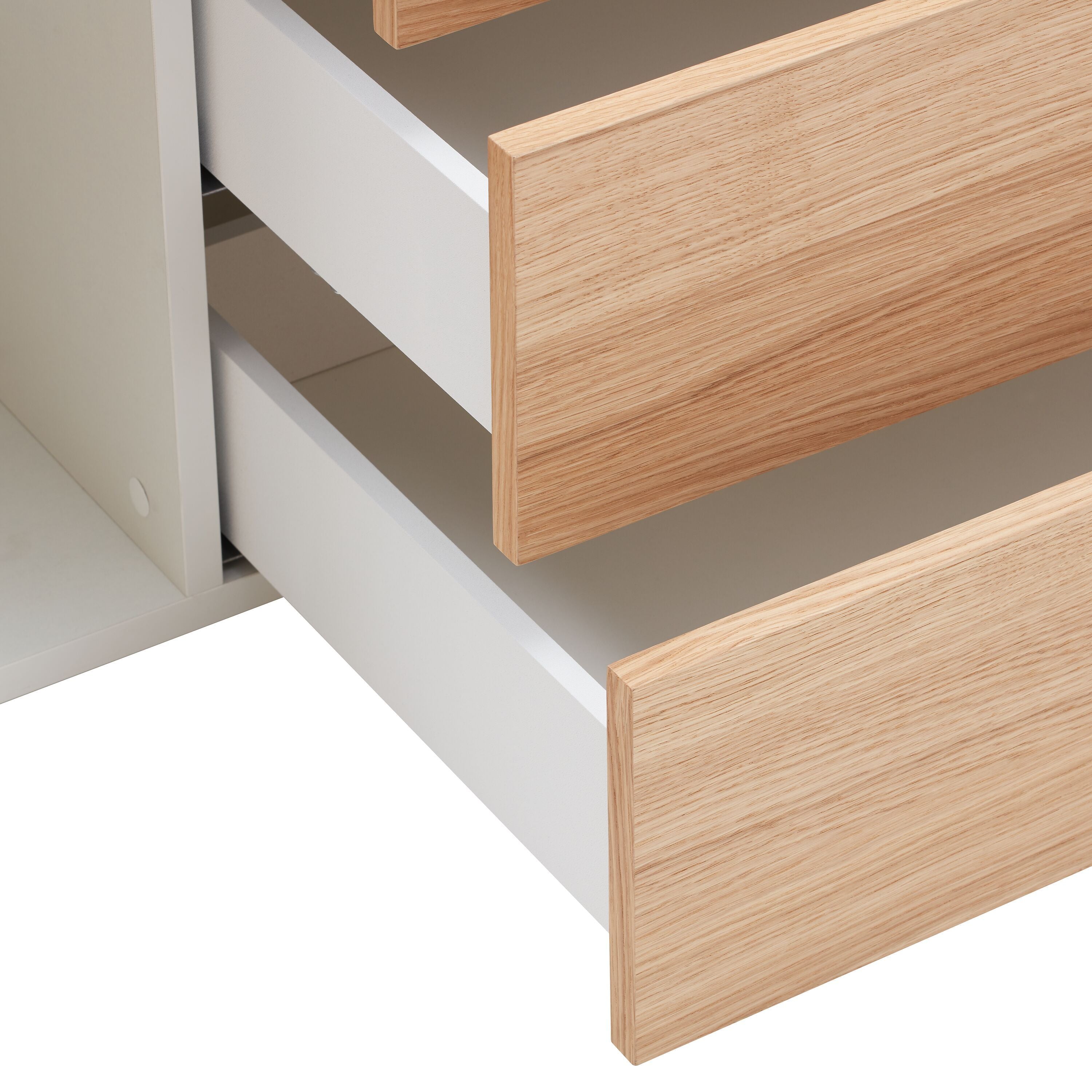 LUX Sideboard - Weiss / Eiche / B: 180.0 cm x T: 46.0 cm x H: 74.5 cm