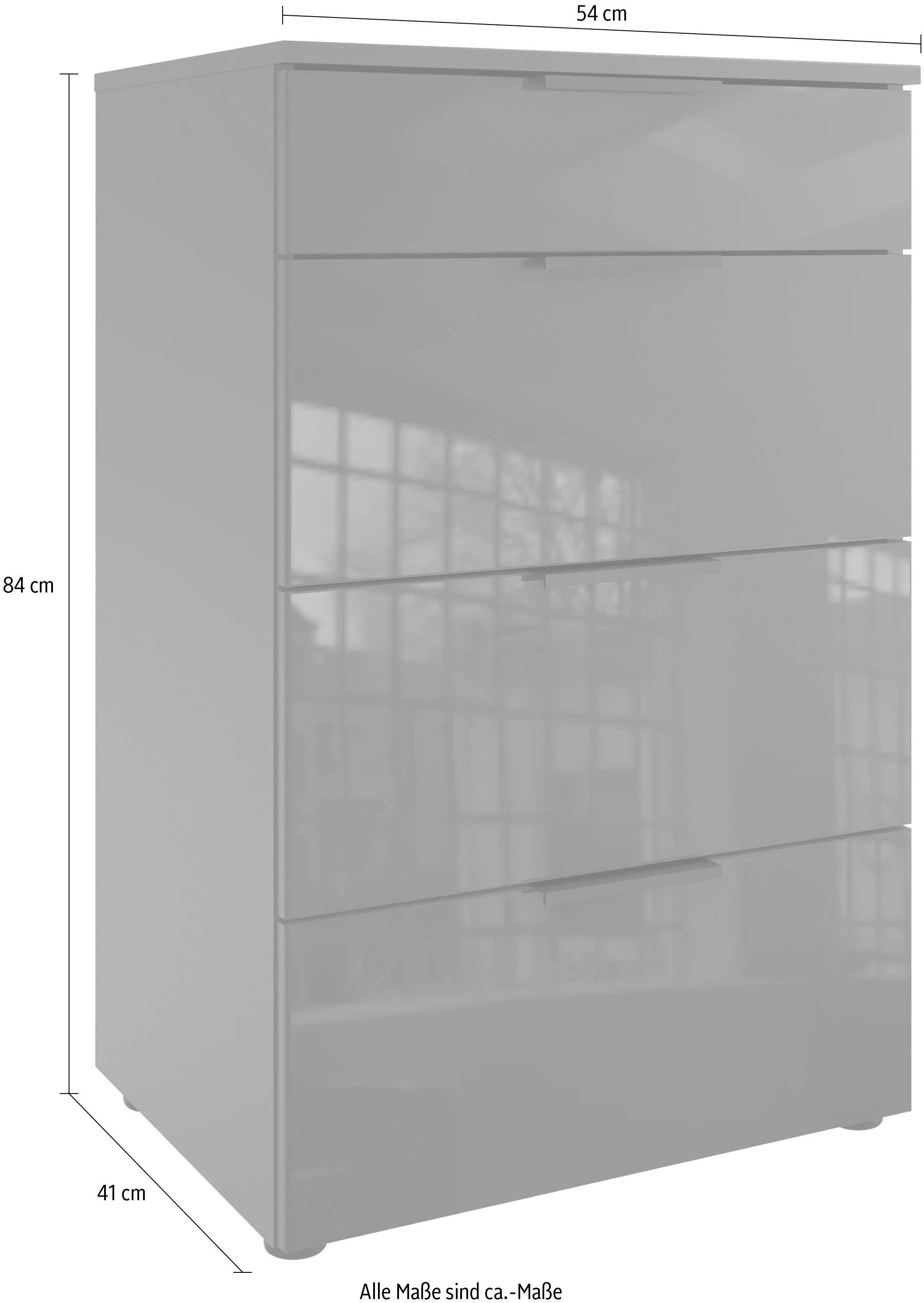 Wimex Schubkastenkommode »Level36 black C by fresh to go« mit Glaselementen auf der Front, soft-close Funktion, 54cm breit