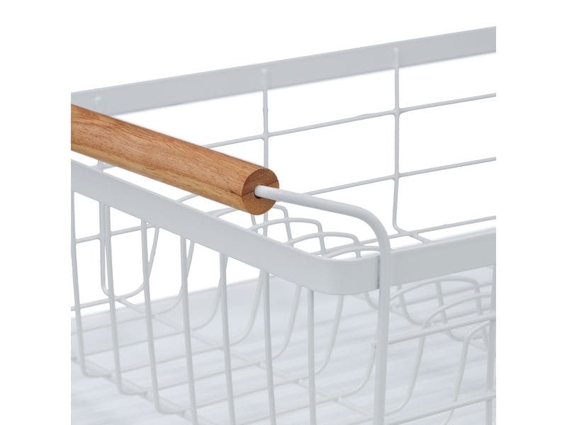 relaxdays Abtropfgestell Hellbraun/Weiss Geschirrablage mit Abtropfschale