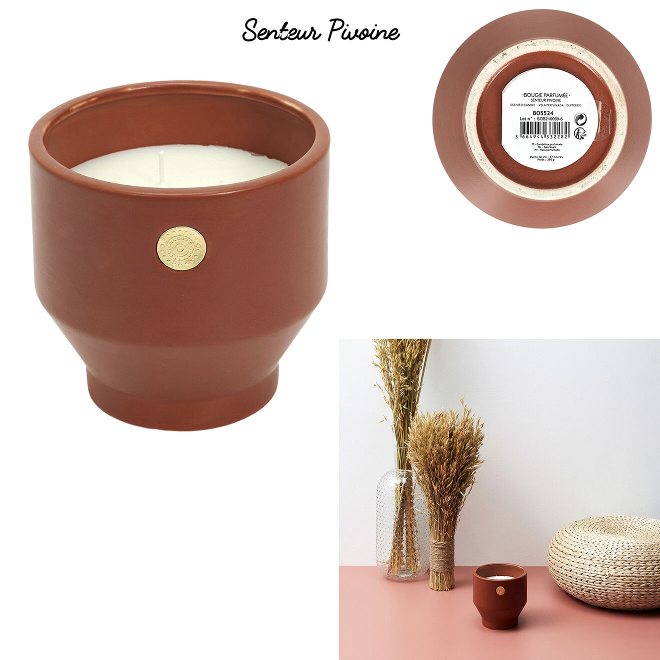 Home Deco Factory Bougie parfumée Ciment Médaillon - 1 mèche 45h