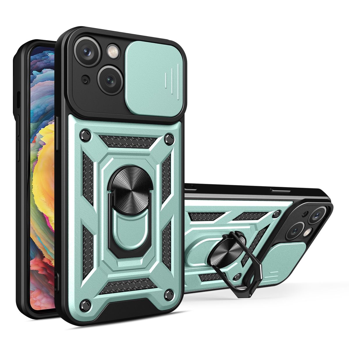 Hülle Handy Schutz für Apple iPhone 15 Plus Kamera Case Cover Tasche Etui Bumper