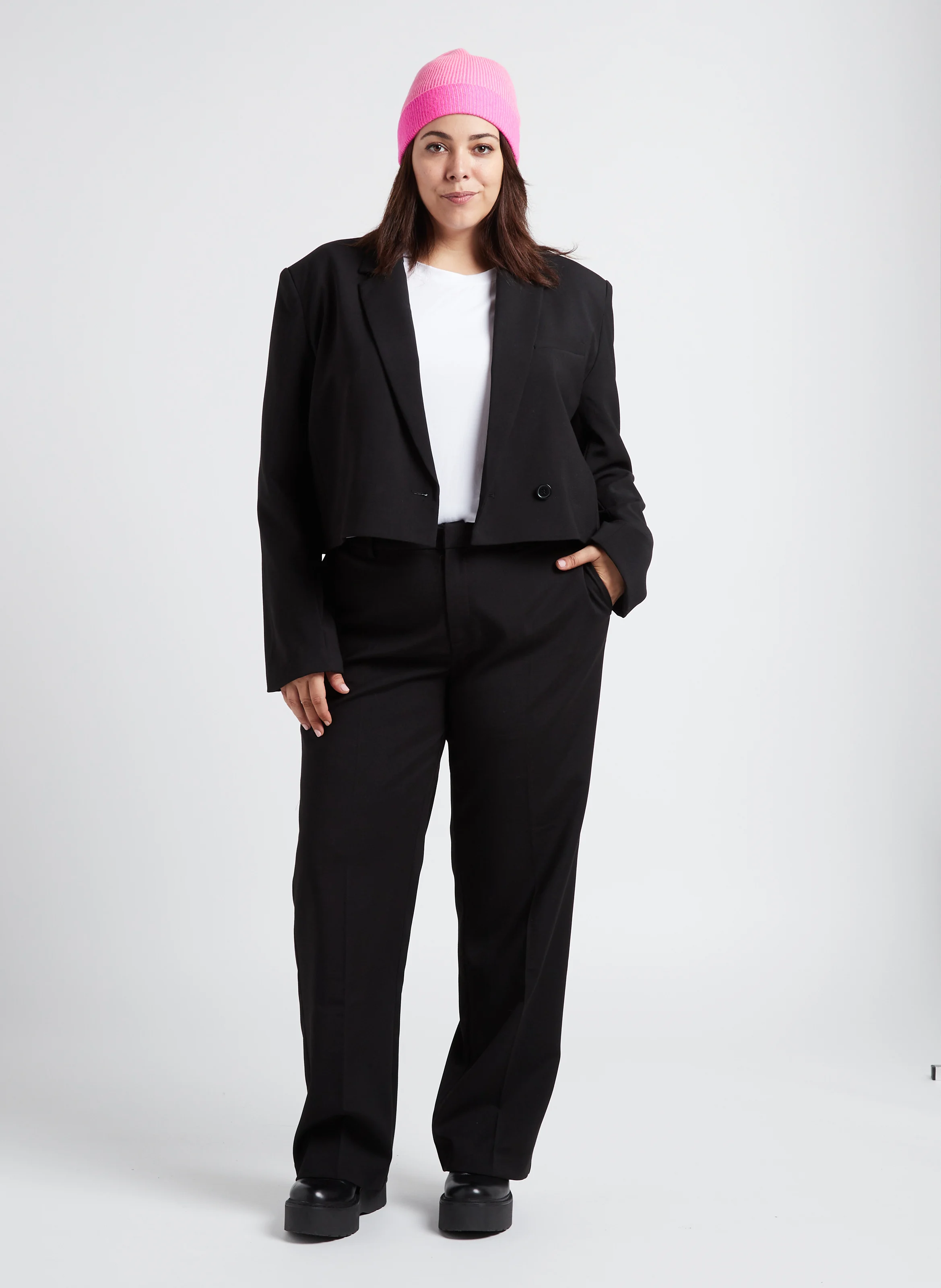 Pantalon droit stretch | Noir