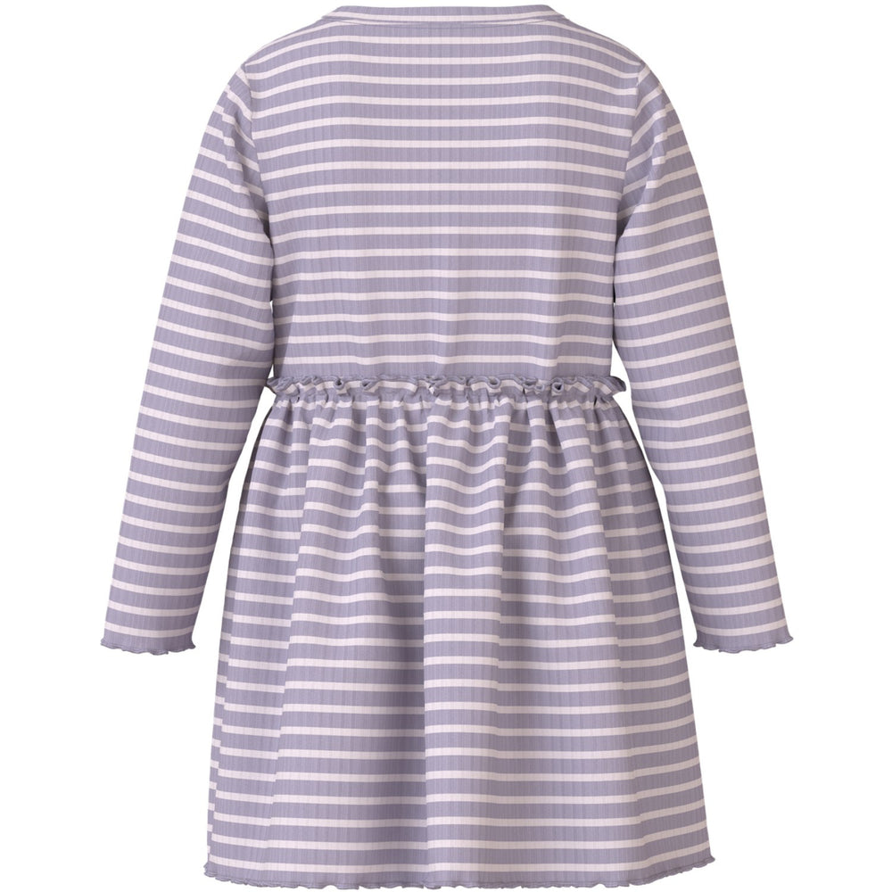 Køb Name It Lavender Gray Lilac Marble Stripe Nmfvemma Ls Kjole