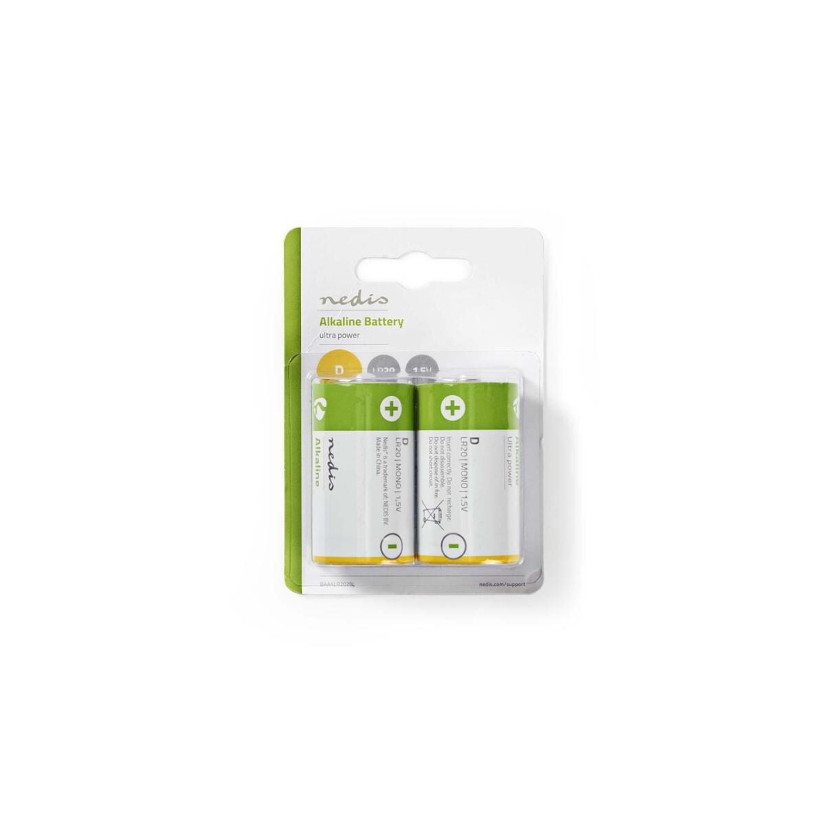 Nedis Alkalisk batteri D | 1.5 V DC | 2-Blister