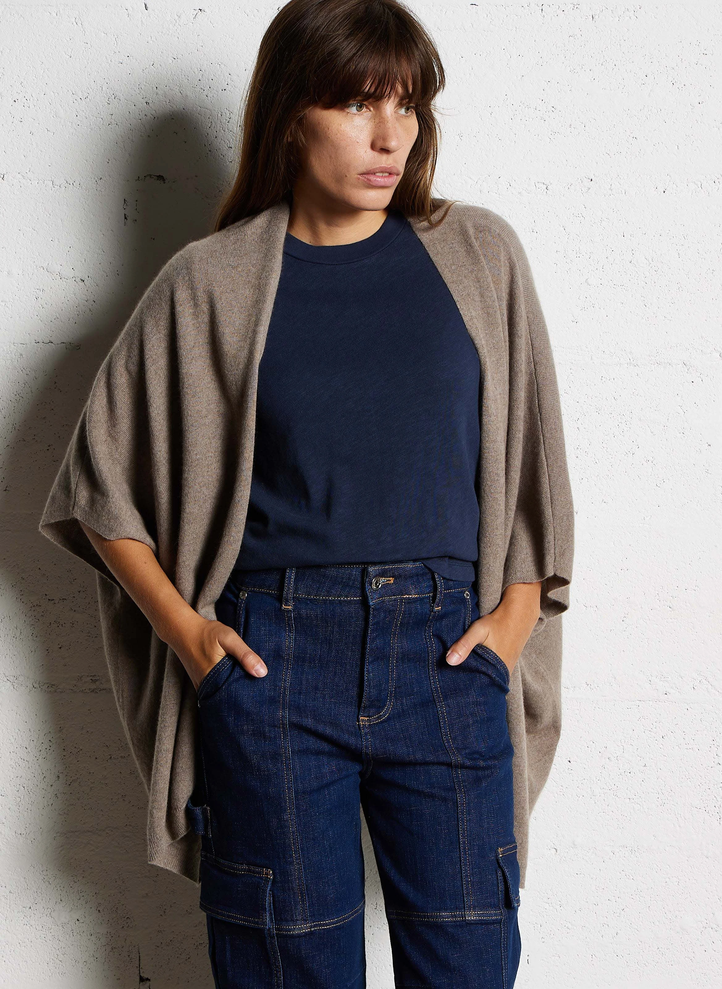 GWENAELLE - Poncho en cachemire | Marron