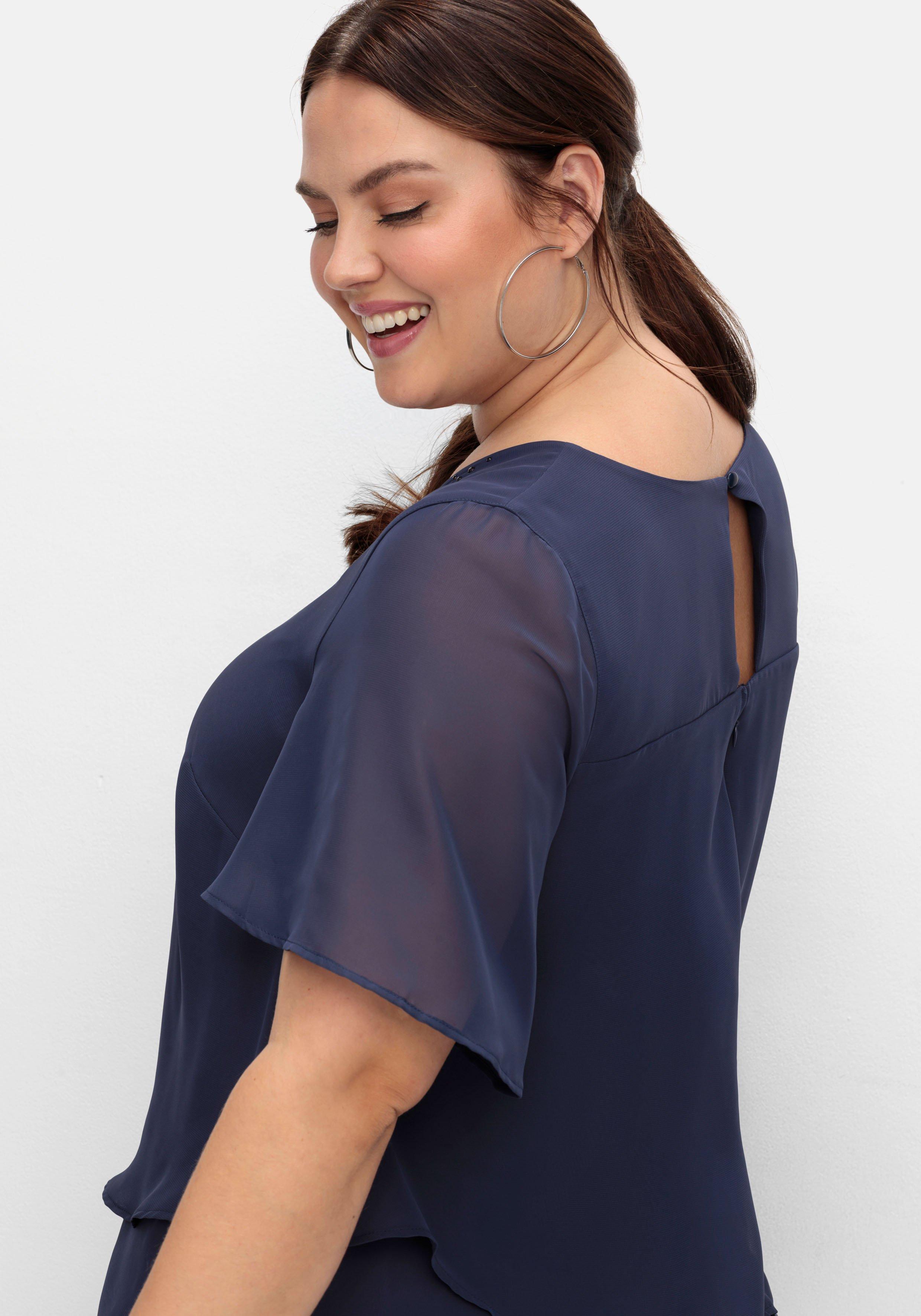 Georgette-Overall im Lagenlook, mit weitem Bein