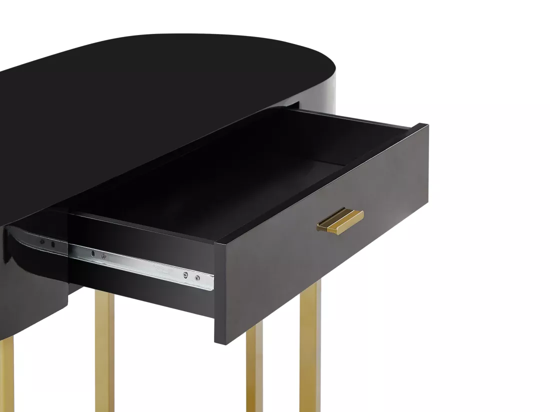 Bureau console avec 1 tiroir - MDF laqué et métal - Noir et doré - TORELI de Pascal Morabito