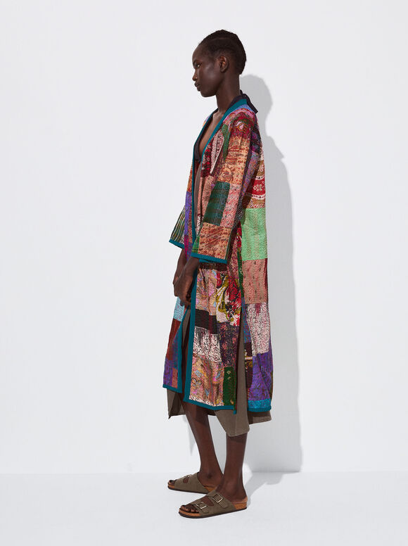 Quimono de seda patchwork - Multicolorido