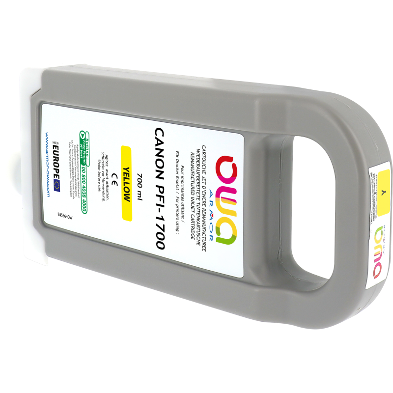 Cartouche d'encre traceur remanufacturée OWA - standard - Jaune - pour CANON PFI-1700 Y
