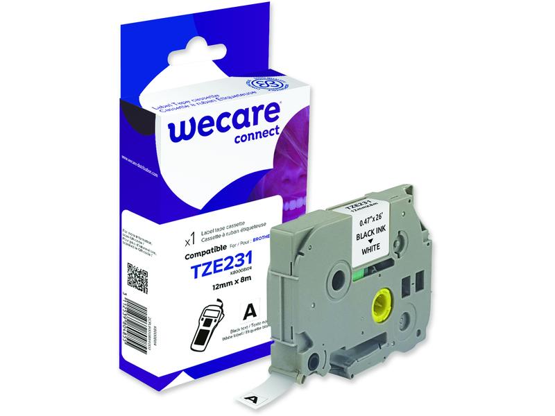 Wecare Beschriftungsband TZE-231WE Schwarz auf Weiss Farbband für Brother P-Touch-Geräte