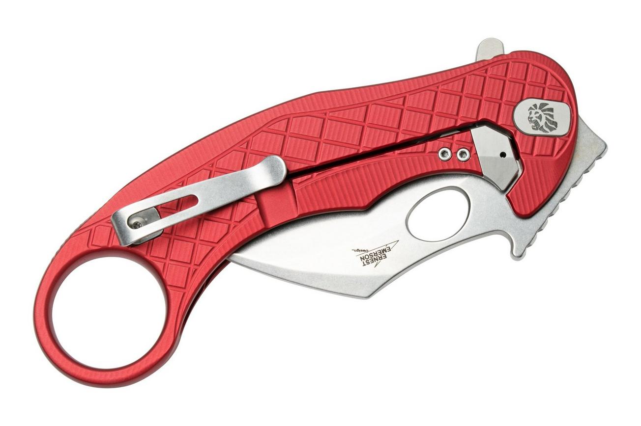 LionSteel L.E.One LE1-A-RS MagnaCut, Satin, Red Aluminium, Karambit zakmes