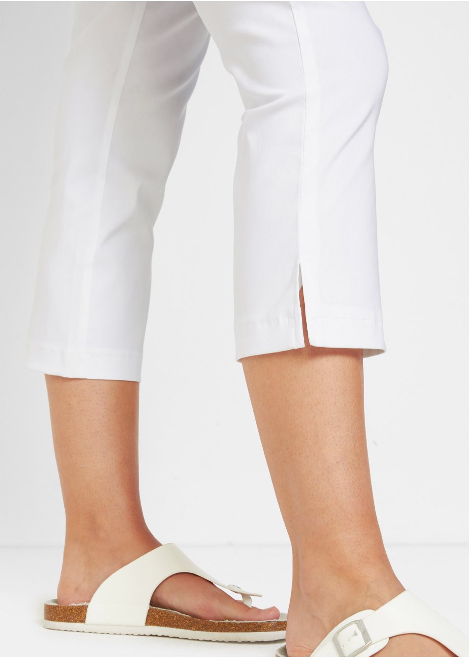 Pantalon sculptant en bengaline 3/4 avec fente et taille confortable