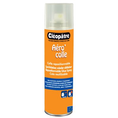 Cléopâtre Aéro'colle - Bombe de colle aérosol - 250 ml - Repositionnable