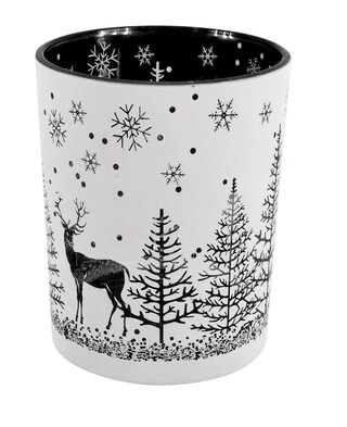 Weihnachten Windlicht Xmas weiß schwarz 10cm 12,5cm Glas