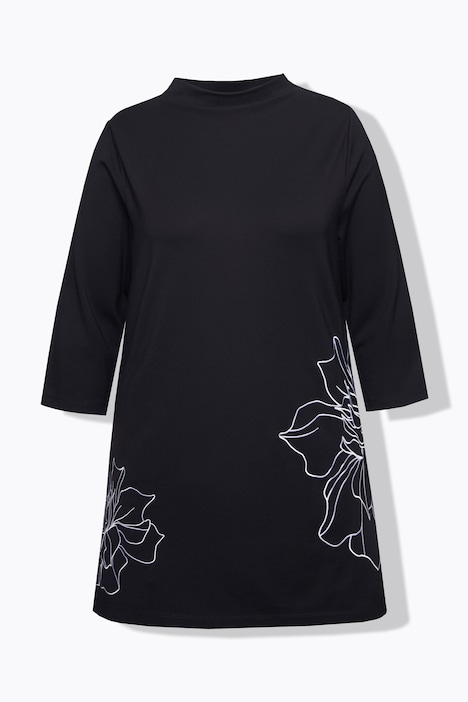 Sweatshirt, Stickerei, A-Linie, Stehkragen, 3/4-Arm