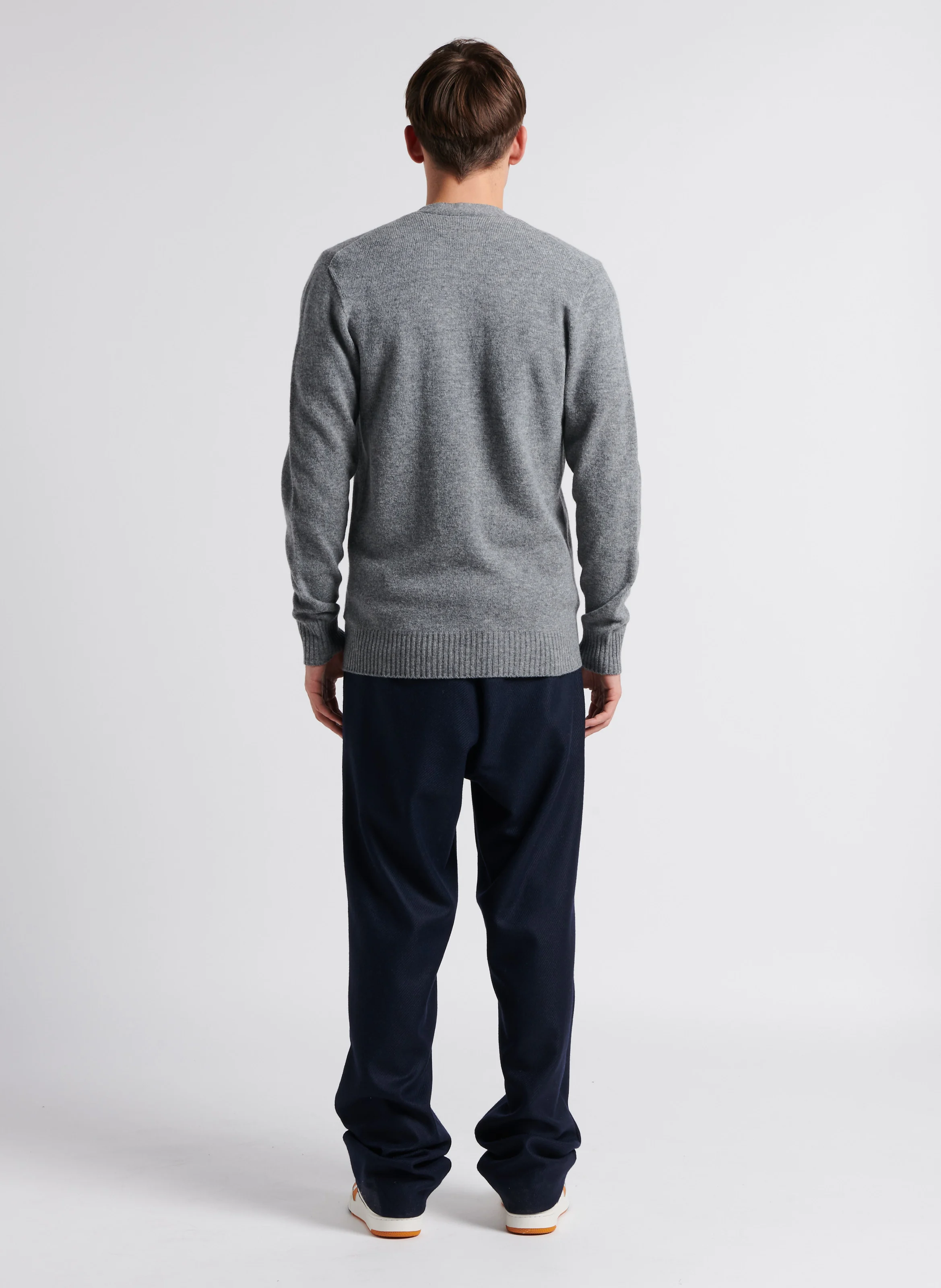 Cardigan droit encolure V en laine | Gris