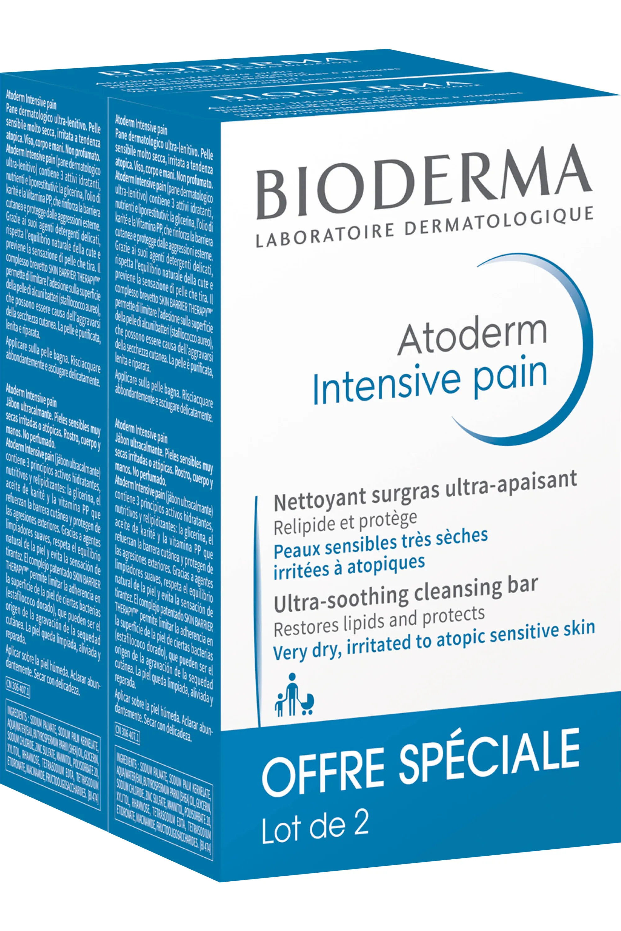 Bioderma Lot de 2 pains surgras Atoderm-300 g