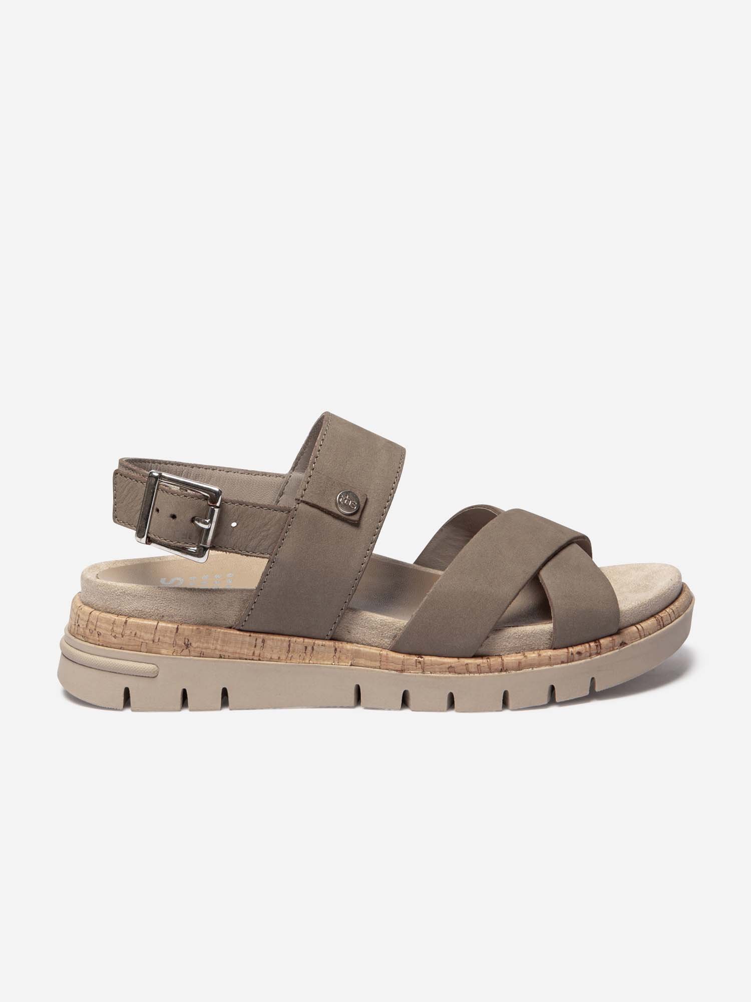 Sandales Femme Semelle Mi-Haute Cuir Taupe