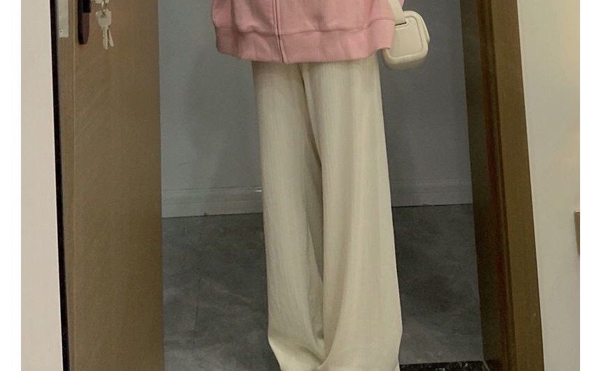 CRIBI - Effen hoodie met wafelmotief en rits