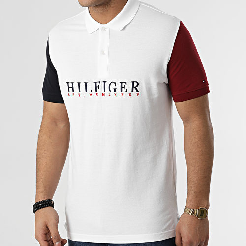 Polo Manches Courtes Branded Colorblock 2090 Blanc Bordeaux Bleu Marine