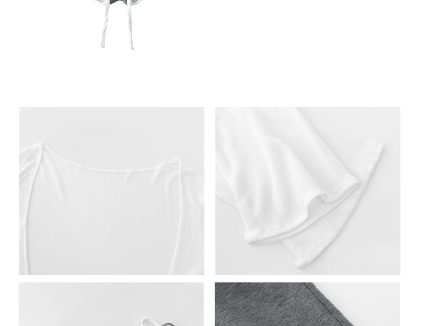 Saccharine - Nep tweedelig camisole / U-hals licht T-shirt / Contrasterende trekkoordshorts