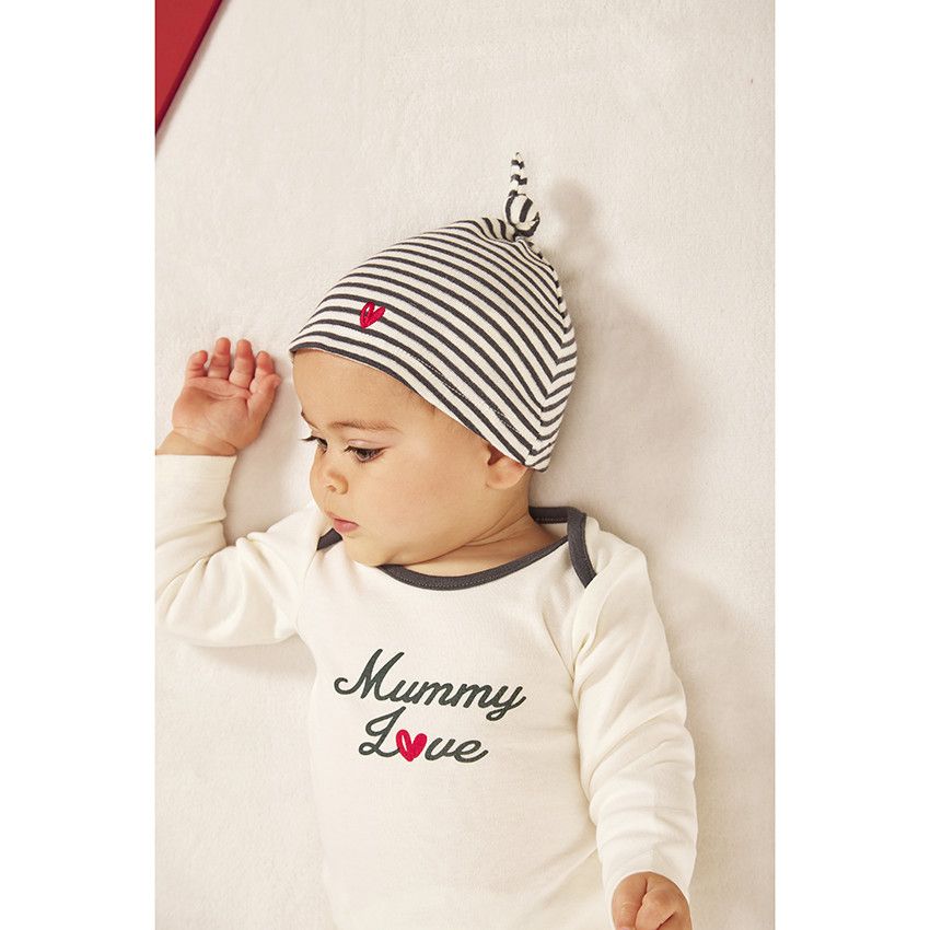 Ensemble 3 pièces imprimé dad & mummy love pour bébé - Ecru