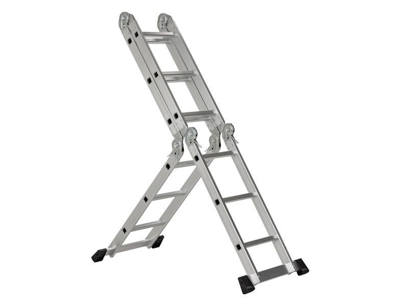 STRUCT Mehrzweckleiter StepUp 4 x 3 Sprossen Multifunktionsleiter aus Aluminium mit zwei Arbeitsplanken