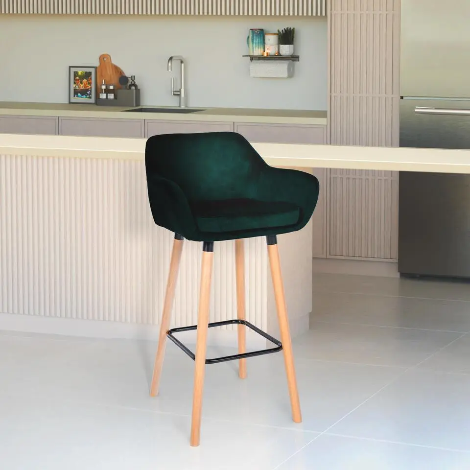 CLP Set van 2 Barkruk Grant natura Frame - Fluweel - groen