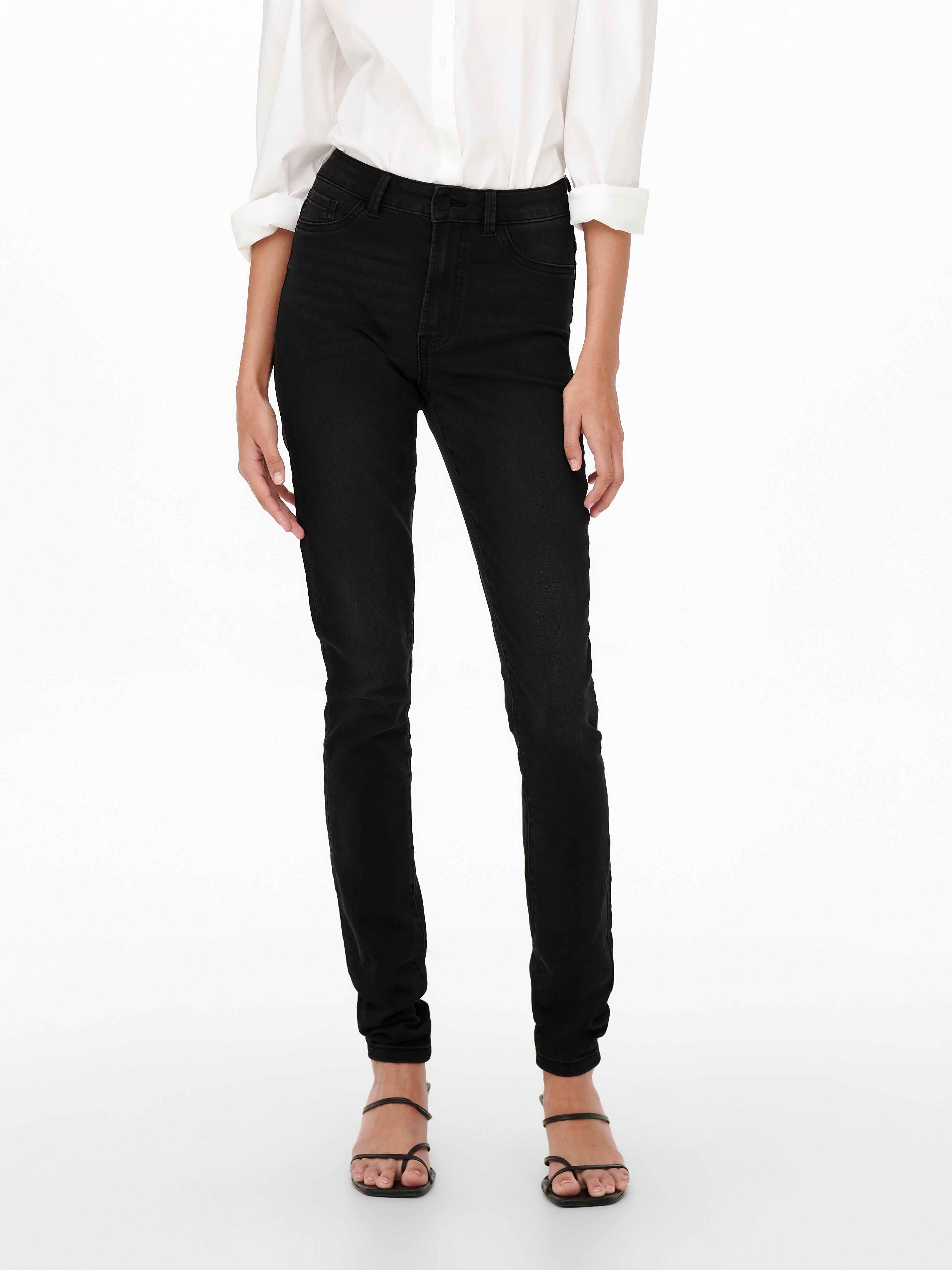 JDYTULGA Hohe Taille Skinny Fit Jeans Dark Grey Denim