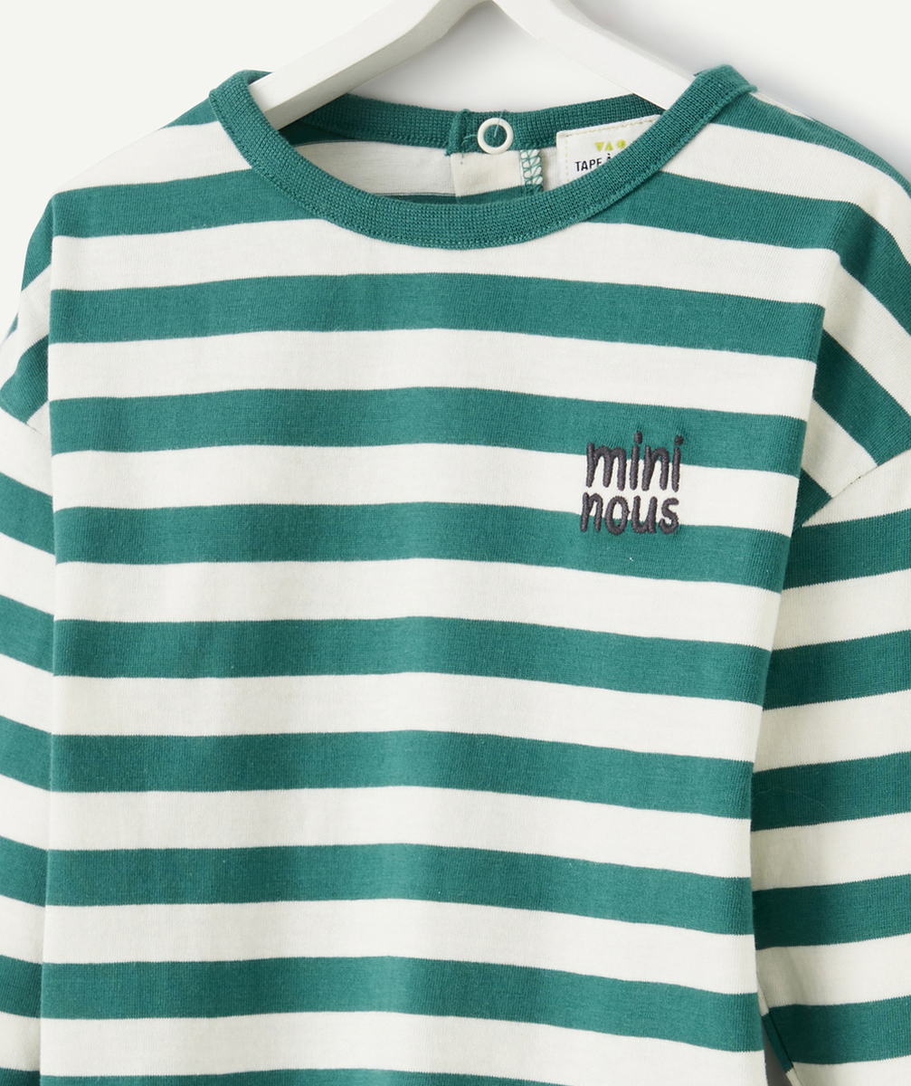 T-SHIRT MANCHES LONGUES BÉBÉ GARÇON EN COTON BIO RAYÉ VERT