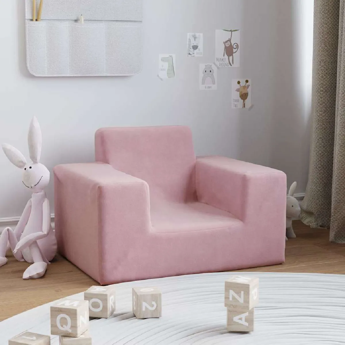vidaXL Canapé Enfants - Rose Peluche Douce
