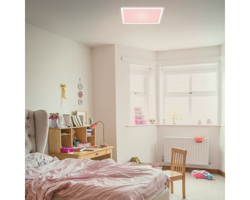 LED plafondlamp RGB-W 15W 1850 lm 4000 K 29,3x29,3 cm Slank wit + afstandsbediening + achtergrondverlichting