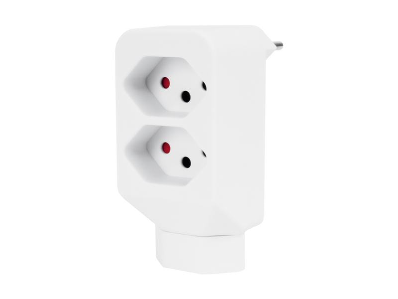STEFFEN Mehrfachadapter 2   1x T13, Weiss Mehrfachstecker 2x T13   1x T13 mit erhöhtem Berührungsschutz, Weiss