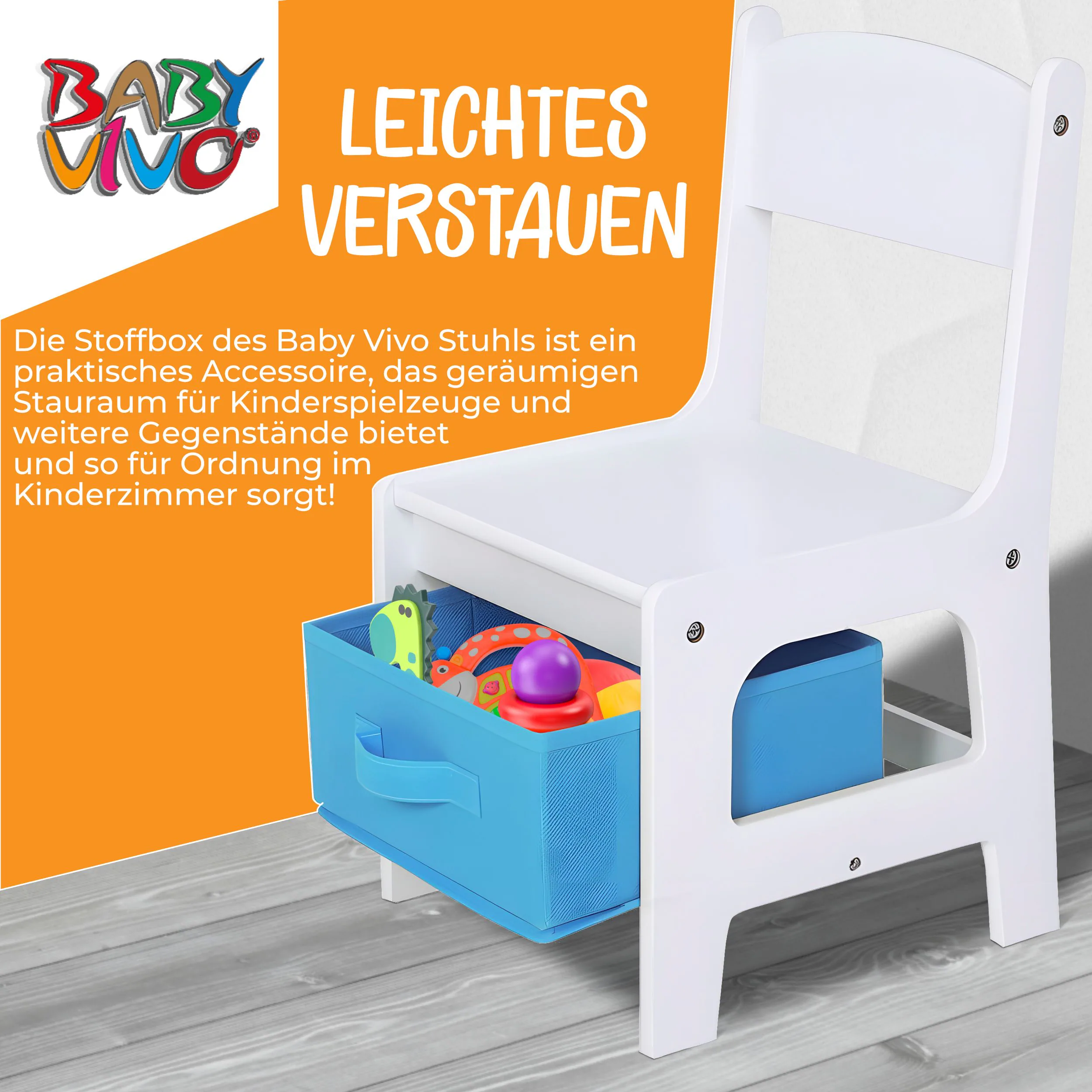 Baby Vivo Kindersitzgruppe mit multifunktionalem Tisch und 2 Stühlen aus Holz - Moritz