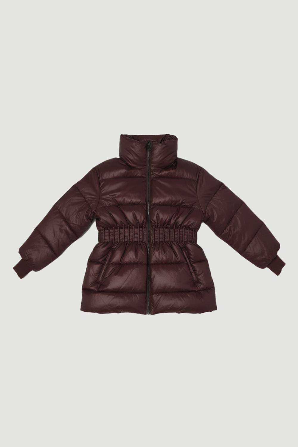KarenMillen Veste Matelassée à Casynthétiqueche avec Cordon de Serrage à la Taille et Poignets Côtelés