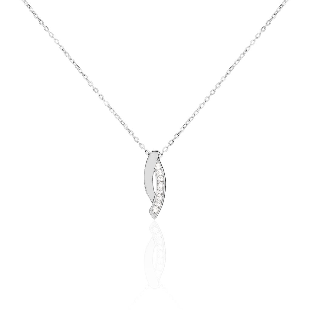 Collier Ange-line Argent Blanc Oxyde De Zirconium