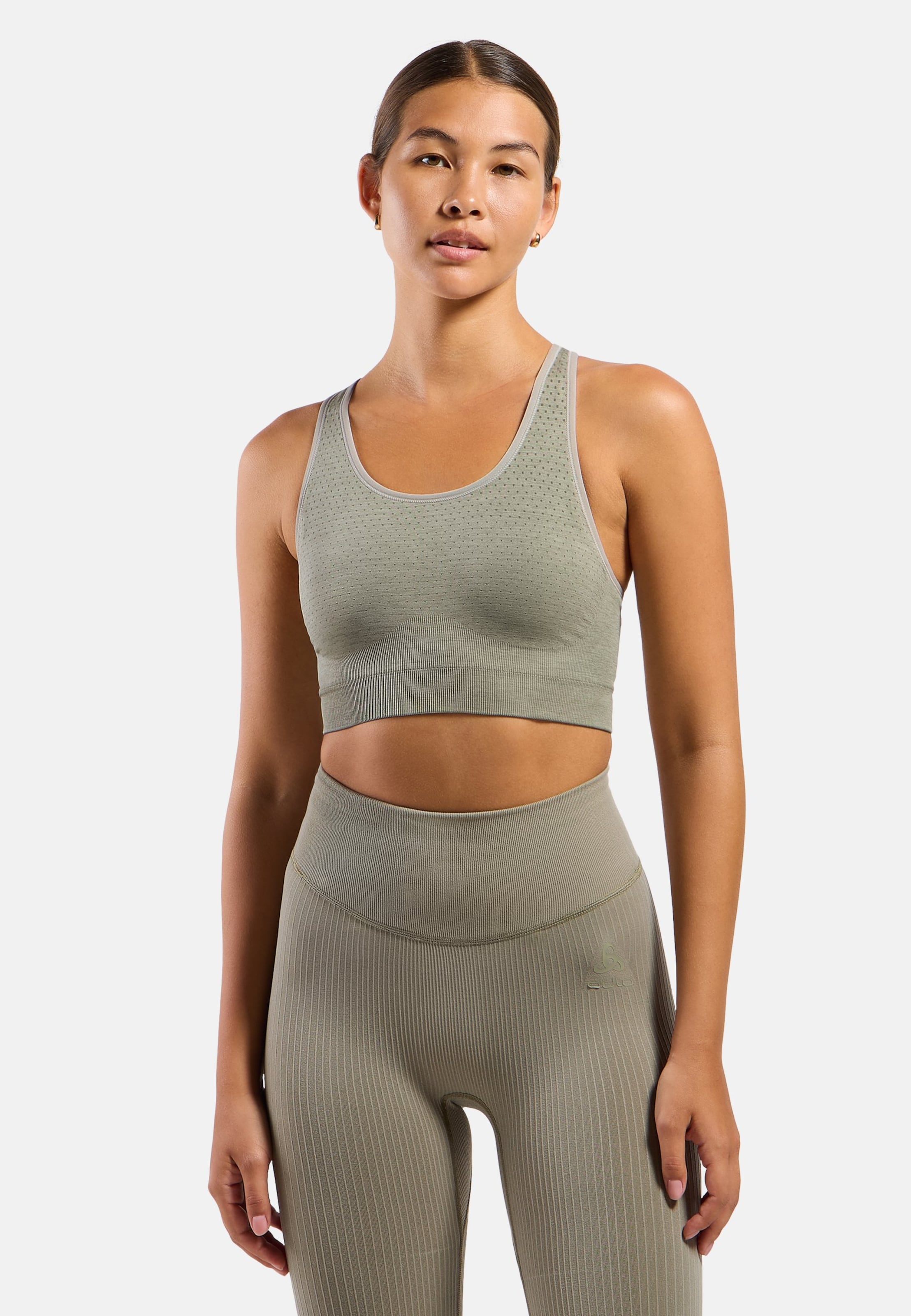 Seamless Sport-BH mit mittlerem Halt in vetiver melange