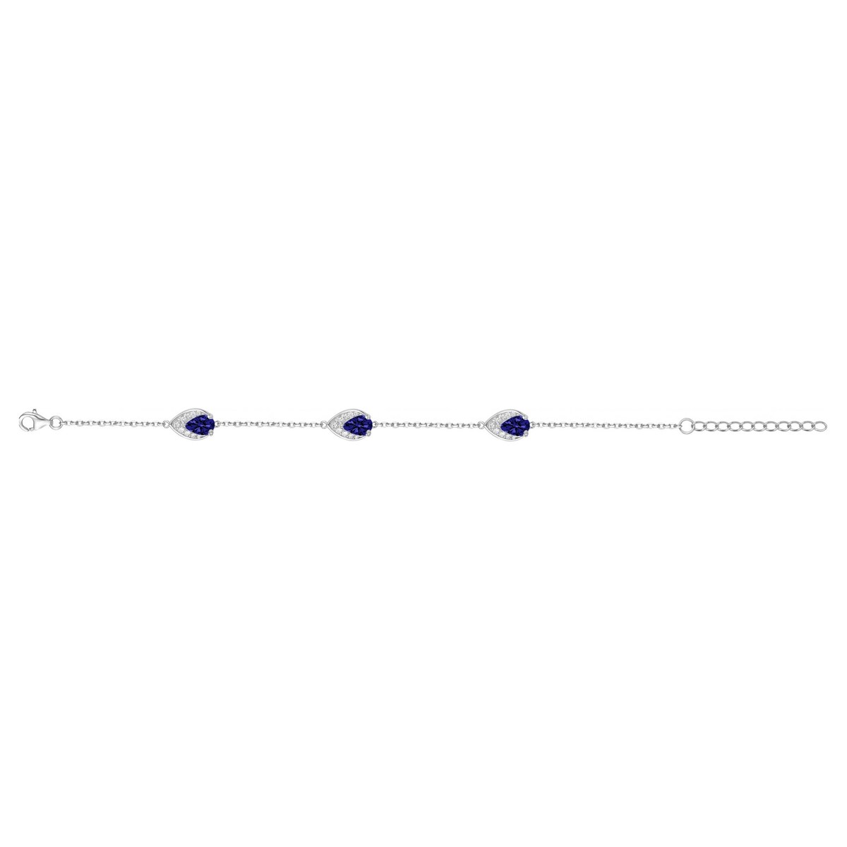 Bracelet souple multi-motifs en Argent avec spinelle bleu saphir