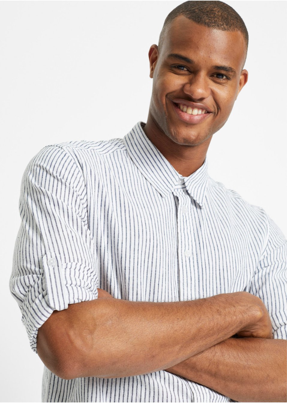 Chemise manches longues en lin majoritaire avec manches retroussables