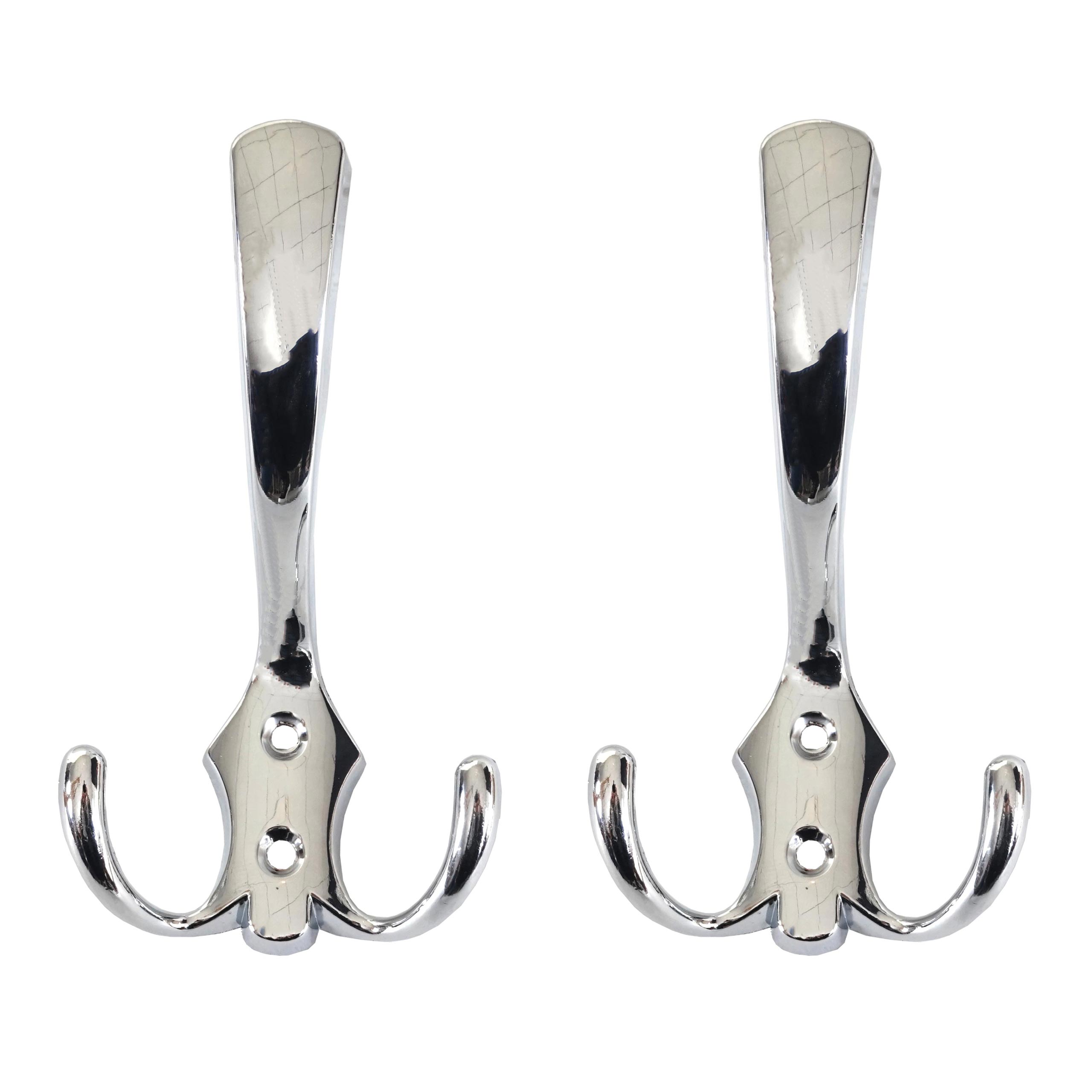 2er-Set Garderobenhaken MCW-D46, Haken Wandhaken Kleiderhaken Set ~ Farbe: silber