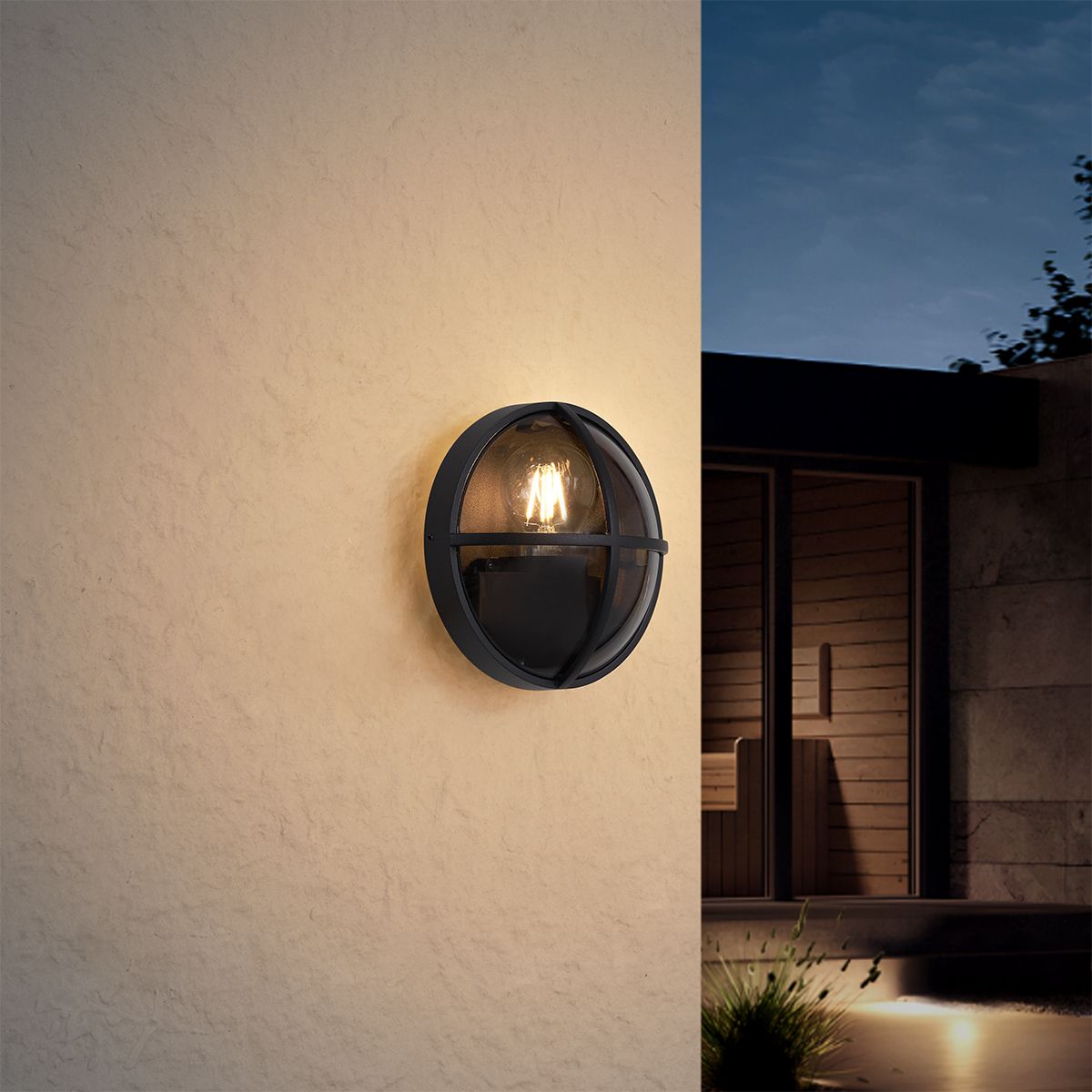 Buiten wandlamp zwart rond IP65 - Target
